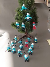 18 Edeka Schlümpfe Schlumpf zum Aufhängen 4cm Fußballschlumpf Christbaumschmuck 