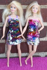 MATTEL BARBIE PUPPE K29 FASHIONISTAS FASHION DOLL ZWILLINGE KLEID PAILLETTEN RAR