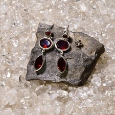 Granat Ohrring, 925er Silber, Edelstein Ohrringe (3701), Edelsteinschmuck