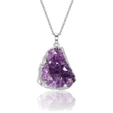 GEHECRST Damen Amethyst Halskette Kristall Anhänger natürliche Heilsteine Glü...