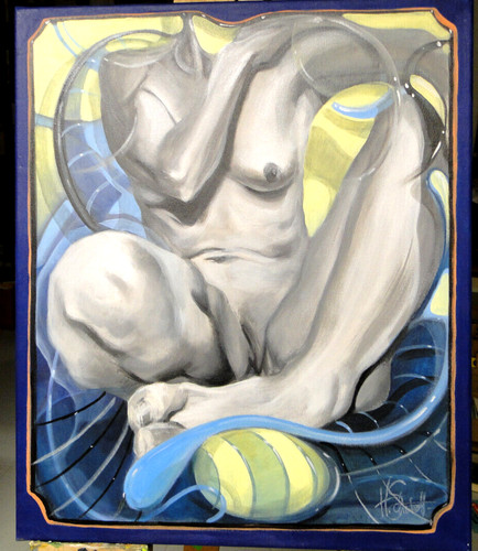 ölbild akt frau - ,
