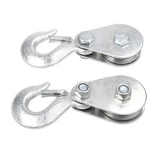 2x Umlenkrolle Seilrolle für elektrische Seilwinde Forst Seilrollen Haken 1000KG