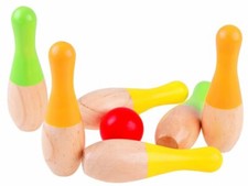 Bowling Set Kugeln Holz Kinderbowling 6 Kegeln 2 Kugel für Kinder Kegelspiel JO