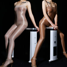 Damen 70DEN Glänzend Overall Catsuit Bodysuit Ouvert Bodystocking Nylons Dessous