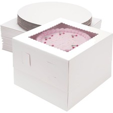 Kuchenschachteln, Kuchenboxen, Gebäckverpackung, Cake Boards, Weiß, Fenster