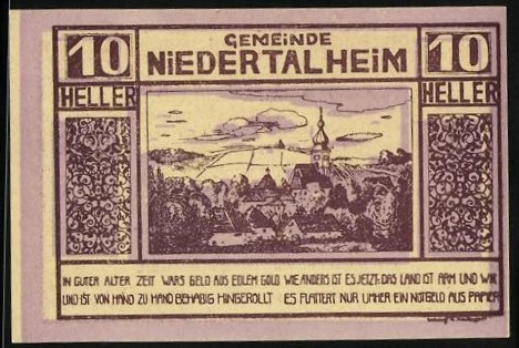 Notgeld niederthalheim 1920 - notgeld,