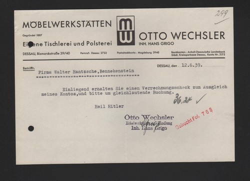Dessau brief 1939 - 1939,, otto