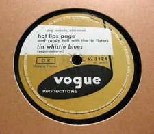 HOT LIPS PAGE & RANDY HALL Tin Whistle Blues / I Tin Whistle At You VOGUE (984)