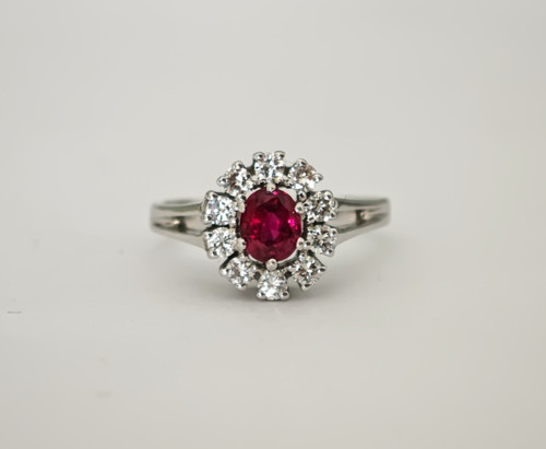 Vintage rubin diamant ring 585 - vintage,
