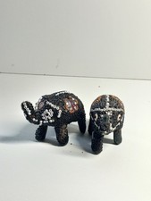 2 Elefanten mit Perlen verziert indische Elefanten Dekoration Deko