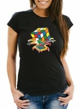 Damen T-Shirt Zauberwürfel 80er Jahre Retro Rubik Cube Fun-Shirt lustig