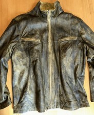 Moderne Herrenlederjacke Gr. 50, Grundfarbe gelb, schwarz melliert