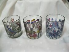 3x Historismus Becher dickes Blasen-Glas mit Mittelalter Motiv Luftblasen Abriss