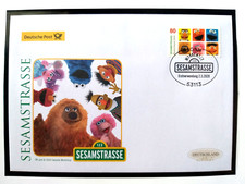 BRD 2020 FDC, "Sesamstraße", TV-Produzentin Joan Ganz Cooney, Samson und Tiffy