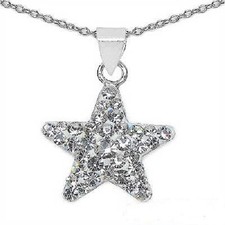 funkelnder Stern Anhänger 925 Silber, Kristall Collier, Kette Edel