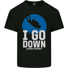I Go Down Lustig Scuba Tauchen Diver Tauch Herren Baumwolle T-Shirt