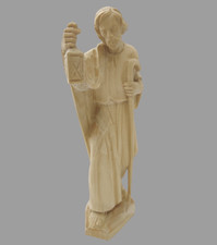 Handgeschnitzt natur Lindenholz: Mann Laterne & Stab  16cm ca. 1980 bayr. Wald