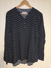 S'questo Damen Bluse Tunika Shirt Gr. 42 blau Squesto Soquesto Langarm gemustert