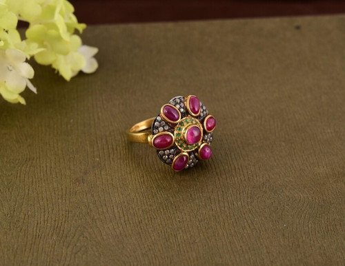 Victorian rubin diamant - rubin, ring