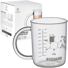 Kaffeebecher Glas 400ml Borosilikat Mikrowellenfest Spülmaschinenfest Wissens...