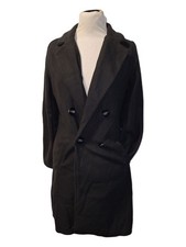 Damen Schwarzer Mantel Kurzmantel Trenchcoat Fleecemantel Gr. M 38 NEU Kuschelig