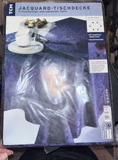 JACQUARD-TISCHDECKE in edlem Dunkelblau, 130x170 cm
