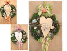 Türkranz Herz natur Shabby Frühling Sommer Willkommen Landhaus grün orange rosa