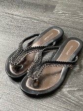 Graceland FlipFlops Zehentrenner Pantolette, schwarz, silber Kette, Gr. 37