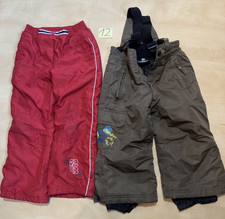 2 Stück Schneehose 98 110 Schneelatzhose Skilatzhose  rot olivgrün gefüttert