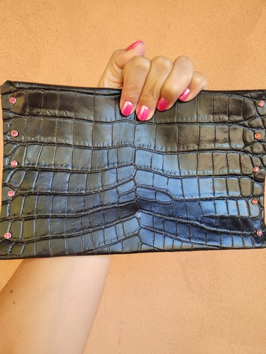 Echtleder clutch schwarz mit - echtleder,