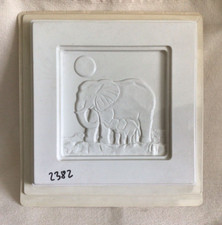 Gießform für Gips/Keramin Reliefgießen Bild Elefant mit Kind 24,5 x 24,5 cm