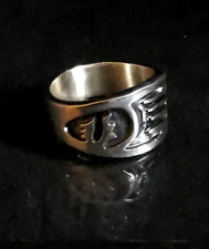 Ring Silber 925 Bandring Hopi Indianer bear claw handgesägt 17mm 8,7g hallmarks