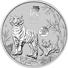 Lunar Tiger 2022 Privy Mark Drache 999 Silbermünze in Kapsel 1 oz 