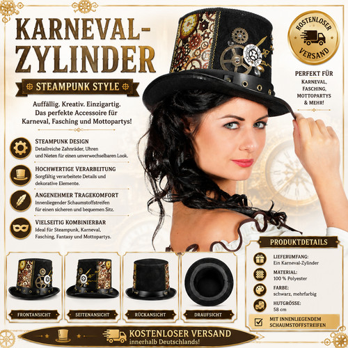 Steampunk zylinder hut - zylinder,