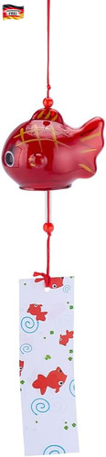 Windspiel rot goldfisch glas - windspiel,