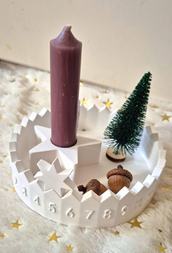 Adventskranz holz weiß - holz, stern
