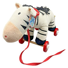 Die Spiegelburg Zebra Emma Ziehtier Stofftier auf Rollen 35cm Weiß Schwarz Top