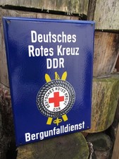 Altes Emailleschild  Deutsches Rotes Kreuz DDR Bergunfalldienst  42cm x 30cm