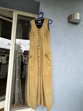 Landhauskleid , Ärmellos, Echt Velourleder Sandfarben