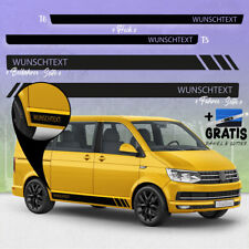 Bus Seiten-Streifen Aufkleber-Set, komp. m. VW T5-6,Wunschtext R langer Radstand