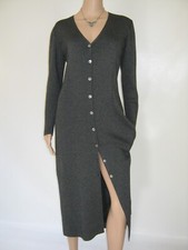 COUNTRY CASUALS Kleid Maxikleid Durchgeknöpft Glitzerstoff ♥ Stretch ♥ grau, M