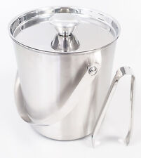 Eiskühler Eiswürfelbehälter Eis Eimer Kübel mit Deckel Eiszange Edelstahl Zange