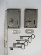 2x Kastenschloss Antik Schlösser m. Schlüssel Möbelschloss Türschloss Torschloss