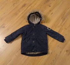 POCOPIANO Parka Kapuzenjacke Details 86/92 dunkelblau Fell abnehmbar Teddyfutter