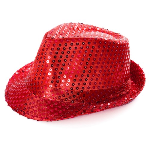 Red unisex sequin - sequin, fedora