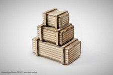 Modellbahn Zubehör, Holz Transportkiste mit Deckel Set
