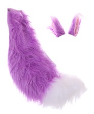 C-10-7 Lila  Tier 70cm Schwanz & Ohren Set Kunstfell Fuchs Karneval Katze