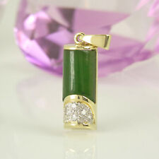 Anhänger 585 Gelbgold 14K 1 Jade Edelstein 6 Diamanten ca 0,07 ct Wesselton si