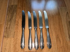 5x WMF 90 Messer, versilbert, Silberauflage, Vintage, Art Déco Besteck, ca. 328g