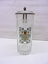 Glaskrug Bierkrug mit Zinndeckel  DINKELACKER 0,4L